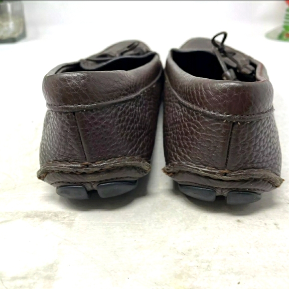 Prada Designer Italy Brown Leather Bow Slip Loafer Driving Flat Women US 7 EU 38 - Picture 7 of 9